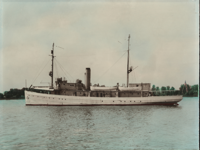 Hand-tinted photograph of Coast and Geodetic Survey Ship PIONEER