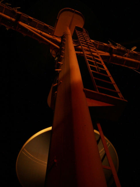 Mast of the NOAA SHIP DAVID STARR JORDAN at night