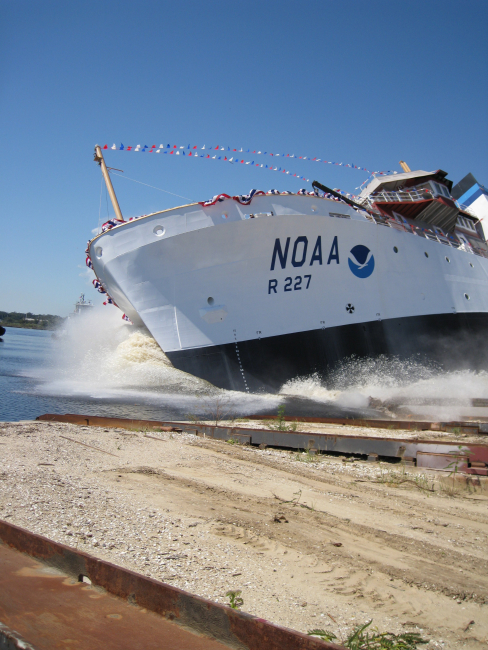 The NOAA Ship BELL SHIMADA entering its natural habitat for the first time