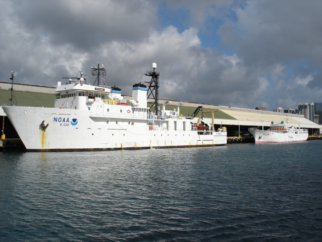NOAA Ship HI'IALAKAI with Japanese fisheries training vessel astern