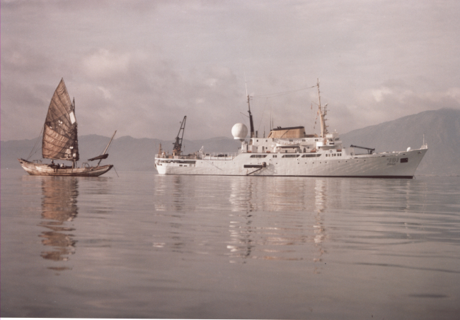 NOAA Ship OCEANOGRAPHER, flagship of NOAA's fleet at the time, in waters ofPeoples Republic of China, the first U