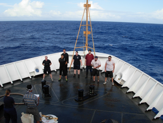 Pollywogs during equator crossing ceremony onNOAA Ship KA'IMIMOANA (R333)