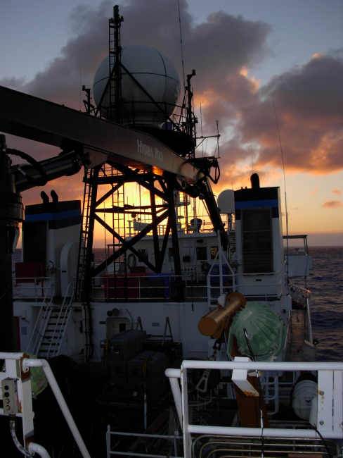 Literally sailing into the sunset on the NOAA Ship KA'IMIMOANA