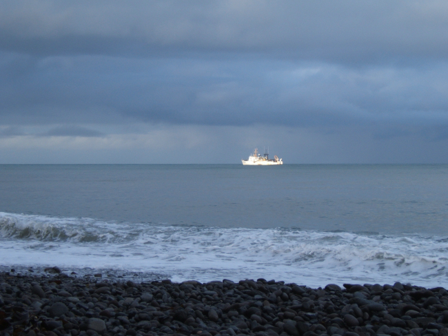 NOAA Ship MILLER FREEMAN seen offshore at St