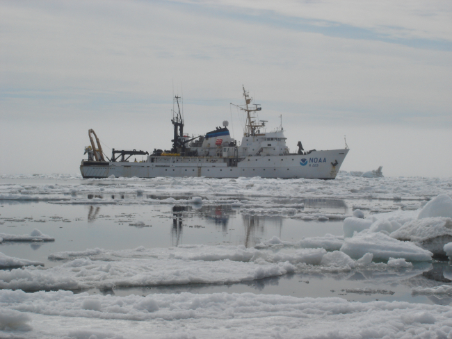NOAA Ship MILLER FREEMAN  seen in Bering Sea ice