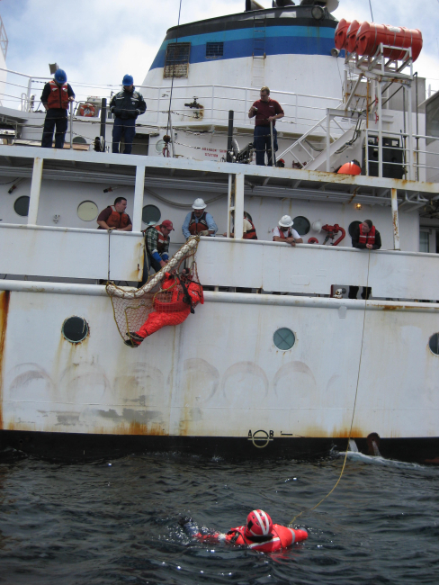 Water rescue drill on NOAA Ship MILLER FREEMAN