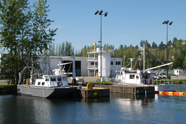 R/V KARLUK to right and small NOAA workboat at Sand Pointfacility