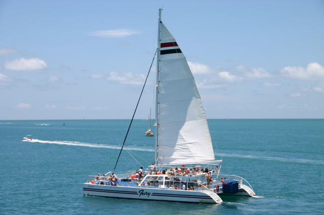 Sailing catamaran PACIFIC FURY provides ocean experience for touristsat Key West