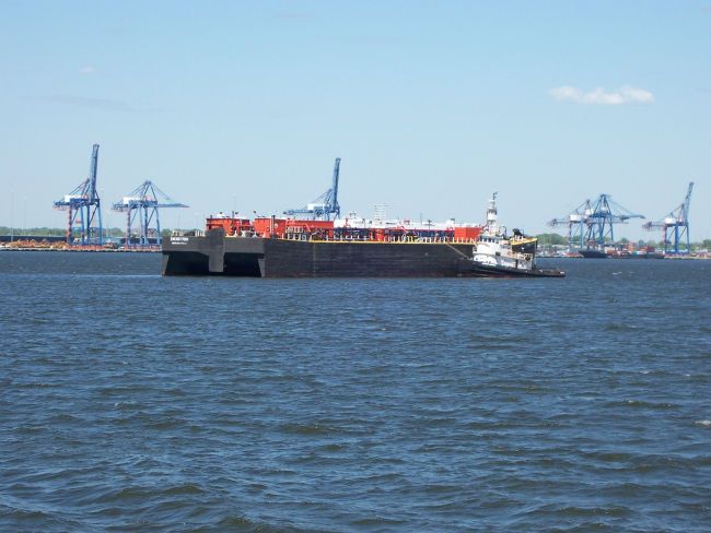 A tug and barge in Baltimore Harbor