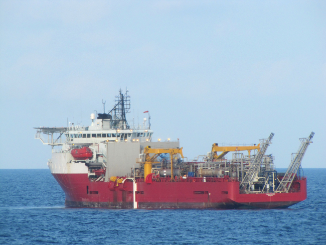 The oil field work vessel TOISA PISCES on-site at the Deepwater Horizon disaster well containment efforts