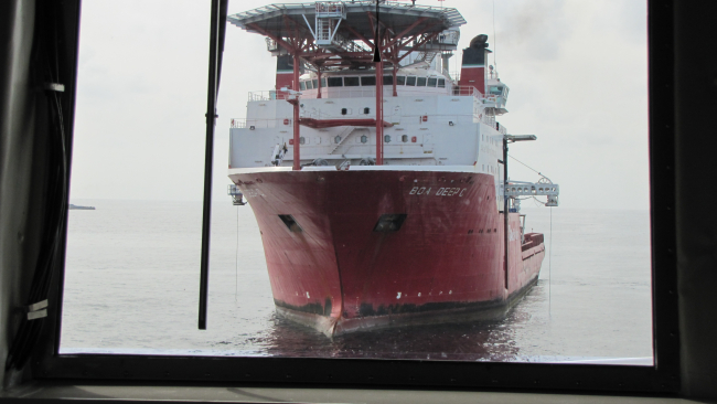 The oil field work vessel BOA DEEP SEA on site at the Deepwater Horizondisaster well containment efforts