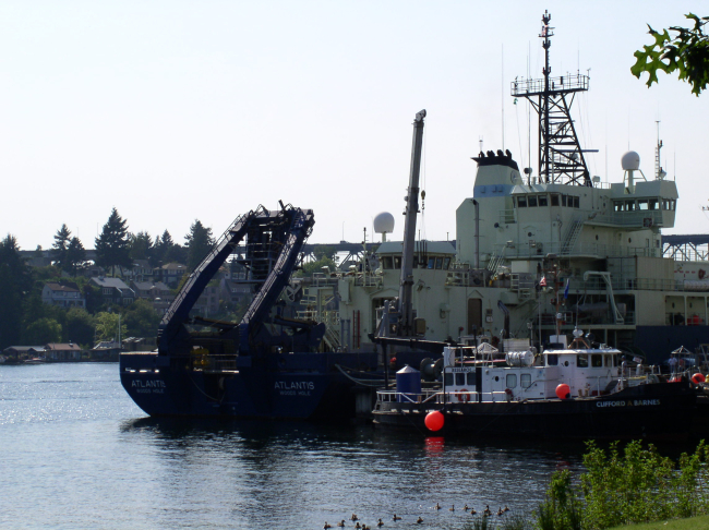 Woods Hole Oceanographic Research vessel ATLANTIS tied on Lake Washington