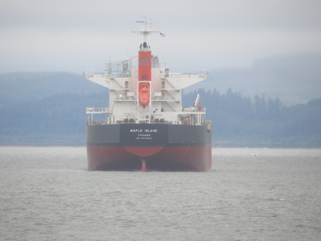 Bulk carrier MAPLE ISLAND anchored in the Columbia River near Astoria