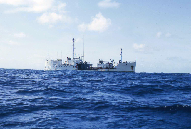 USNS survey ship John Elliott Pillsbury at sea somewhere in the Atlantic Oceanor Caribbean Sea