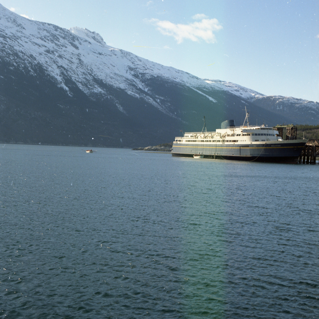 The Alaska ferry boat MALASPINA conducting life boat drills while at the dock
