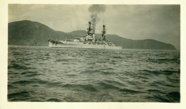Either the USS NEW YORK or the USS TEXAS in the Aleutian Islands