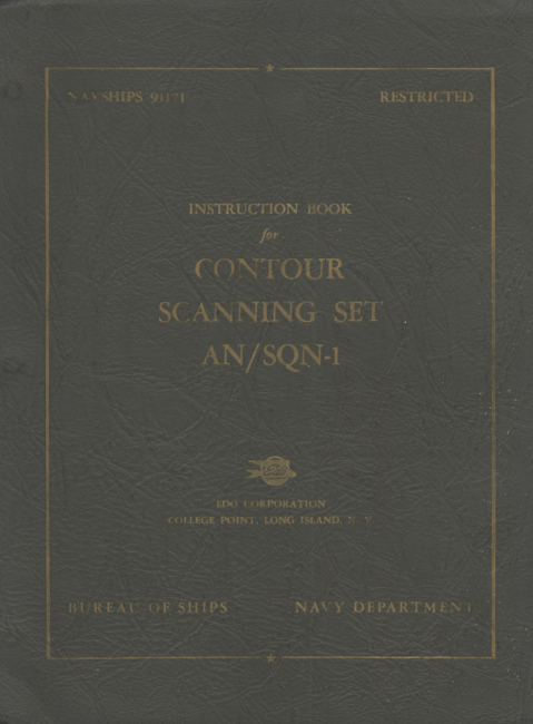 Cover of Instruction Book for Contour Scanning Set AN/SQN-1 1949