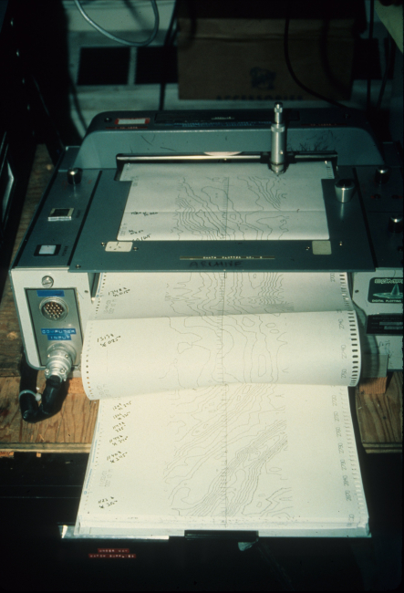 Analog contour printout of Seabeam data neither adjusted for speed ofvessel or georeferenced