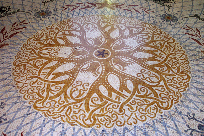 Basketstar tile mural on the floor of the Oceanographic Museum at Monaco