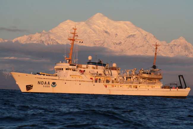 NOAA Ship FAIRWEATHER in front of Mt