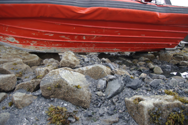 NOAA SHIP FAIRWEATHER RHIB damage after grounding at a low tide