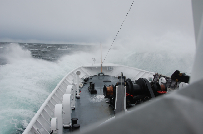 NOAA Ship FAIRWEATHER headed south encountering some heavy weather