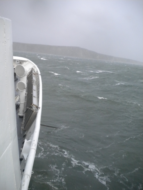NOAA Ship FAIRWEATHER riding out a storm at anchor near Port Clarence