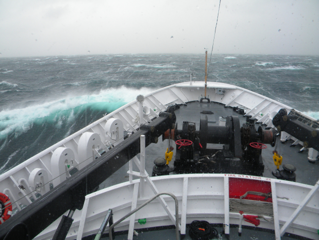 NOAA Ship FAIRWEATHER going with the flow in a Chatham Strait storm