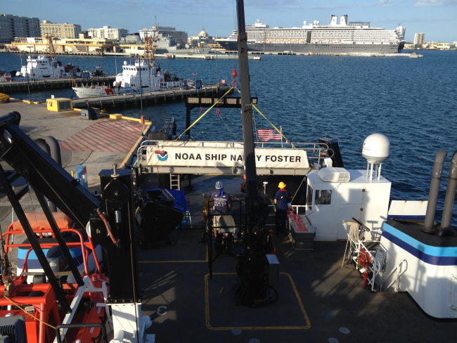 NOAA Ship NANCY FOSTER tied up at the Coast Guard piers in San Juan