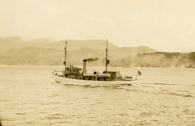 The first USC&GS; Ship DISCOVERER churning and burning in Alaskanwaters