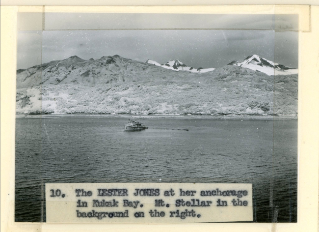 The USC&GS; Ship ERNEST LESTER JONES at her anchorage in KukakBay