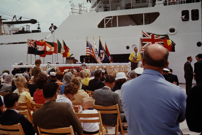 Departure ceremony of USC&GS; Ship OCEANOGRAPHER on around the worldcruise