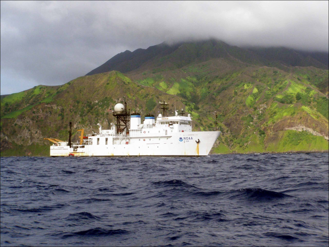 NOAA Ship HI'IALAKAI seen off Anatahan Island in the Commonwealth of theNorthern Mariana Islands