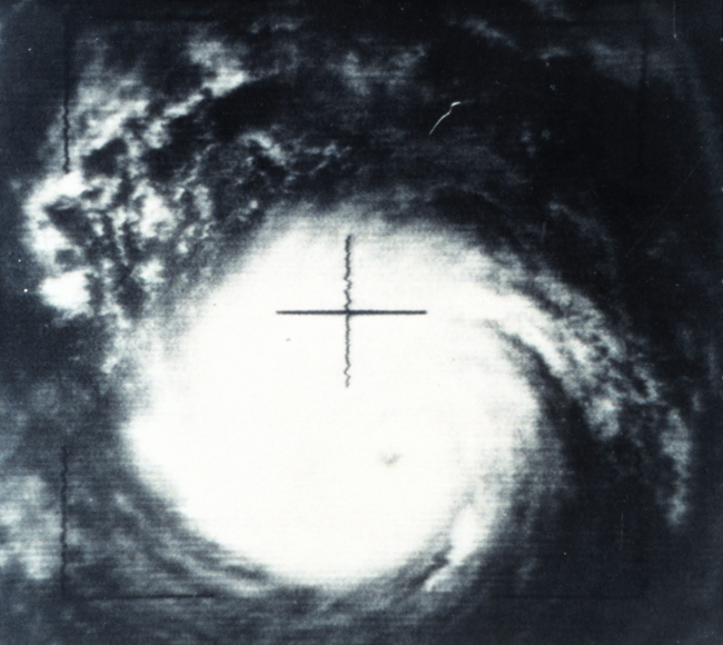 Hurricane Betsy as seen from TIROS X - note eye of storm