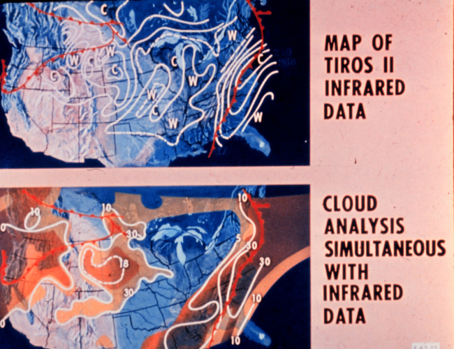 Map of TIROS II infrared imagery with accompanying cloud analysis