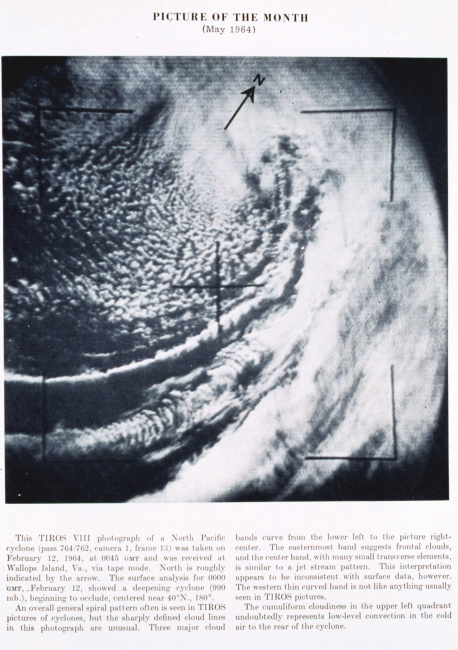 A North Pacific extratropical cyclone as seen from TIROS VIII, pass 764/762,camera I, frame 13