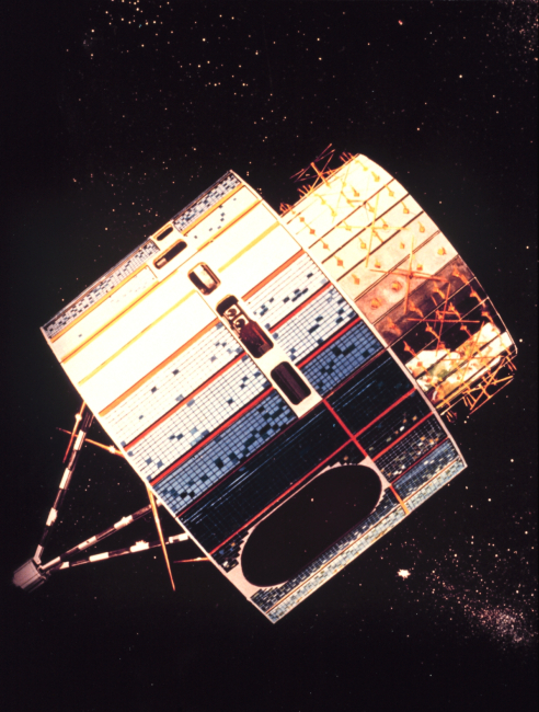 Graphic of the Synchronous Meteorological Satellite, the forerunner of the GOESsatellites