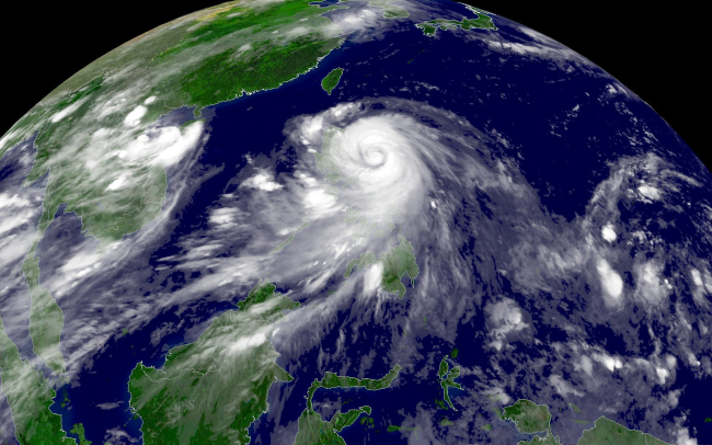Typhoon Imbudo striking Luzon in the Philippine Islands