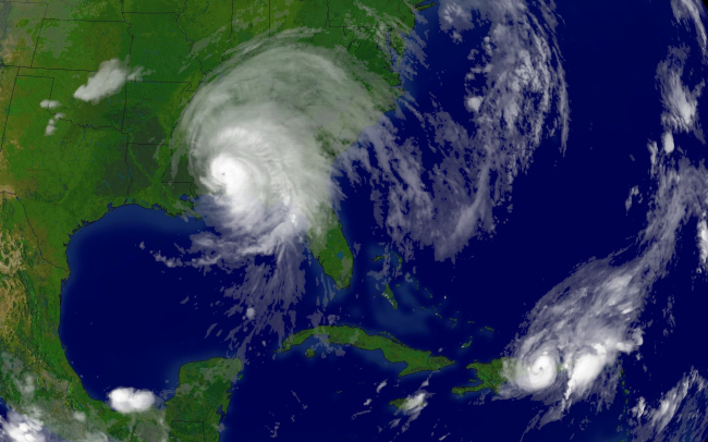 Hurricane Ivan still retains its eye after passing over the west Florida Panhandle