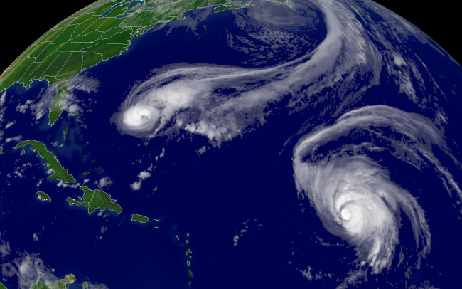 Hurricane Jeanne in the Atlantic east of the Bahamas