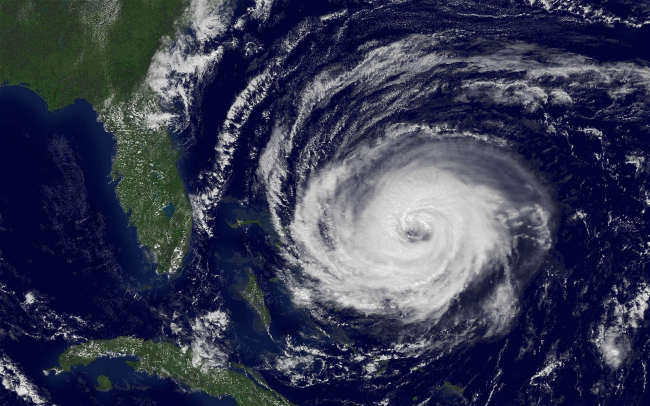 Hurricane Jeanne beginning its sweep over the Bahama Islands