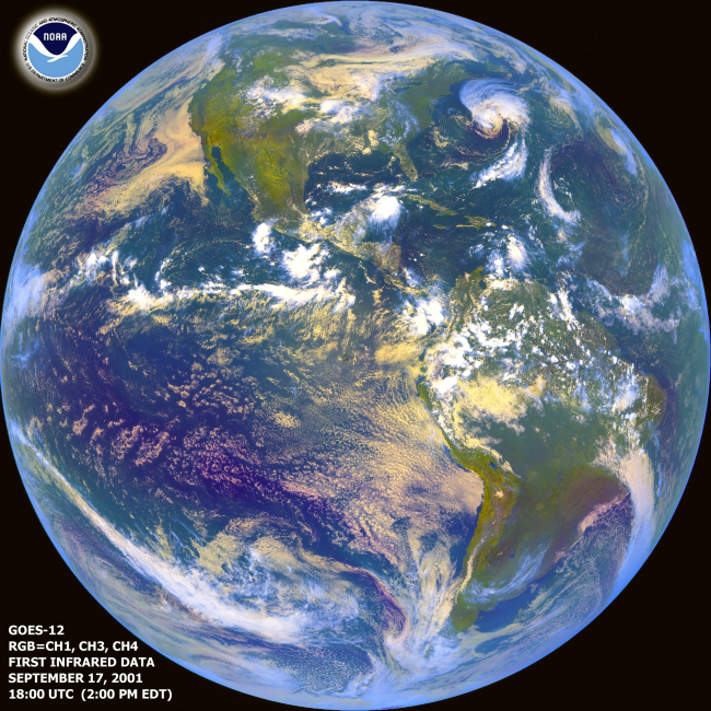 First Infrared data from GOES 12 geostationary satellite