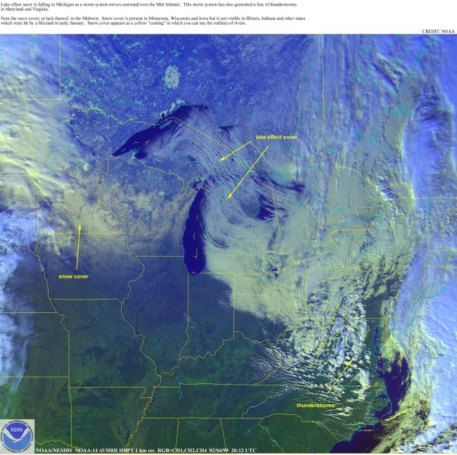 Snow cover over the Midwest and Eastern U