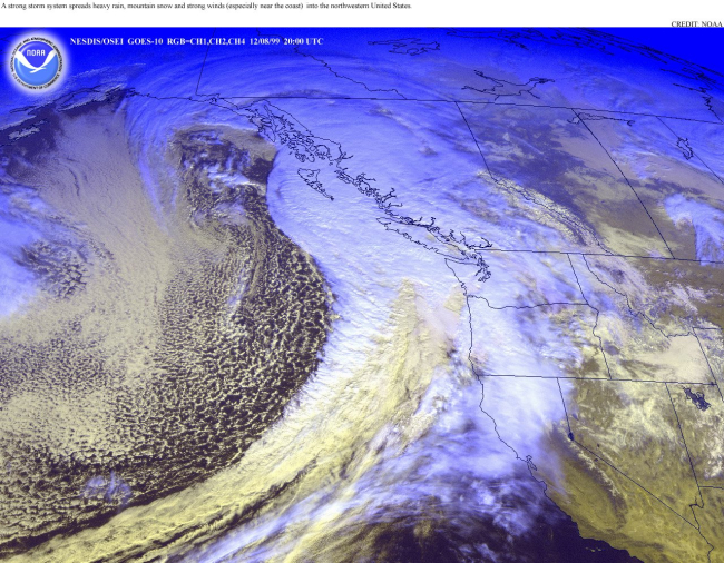 Another storm moves into the Pacific Northwest with snow, wind, and rain