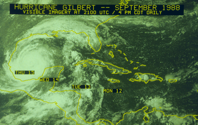 Hurricane Gilbert after passing into the Gulf of Mexico