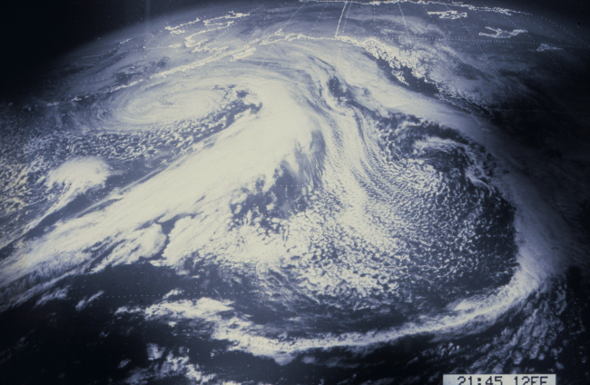 Large cyclone south of the Aleutian Islands in the North Pacific Ocean