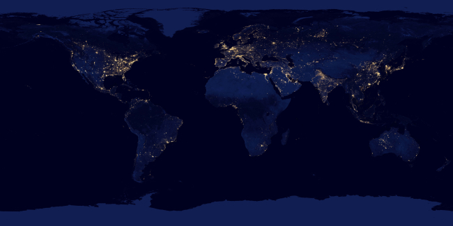 NOAA/NASA Earth at Night assembled from data acquired by the Suomi NPPsatellite in April and October 2012
