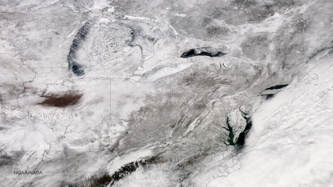 Winter storm exiting the East Coast of the United States