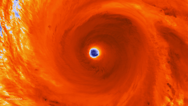 The eyewall of Super Typhoon Maysak taken by the Suomi NPP Satellite'sVIIRS instrument