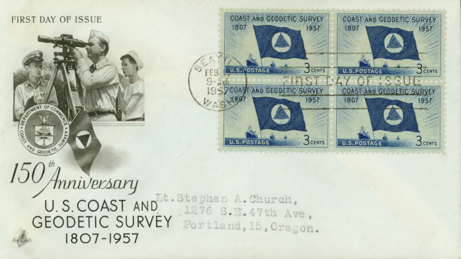 First day cover with Coast and Geodetic Survey commemorative stamp